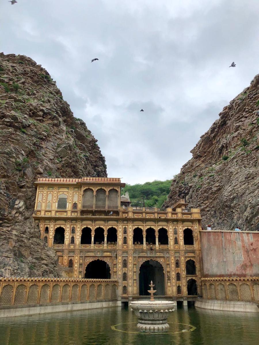 Galtaji temple nestled between hills near Jaipur